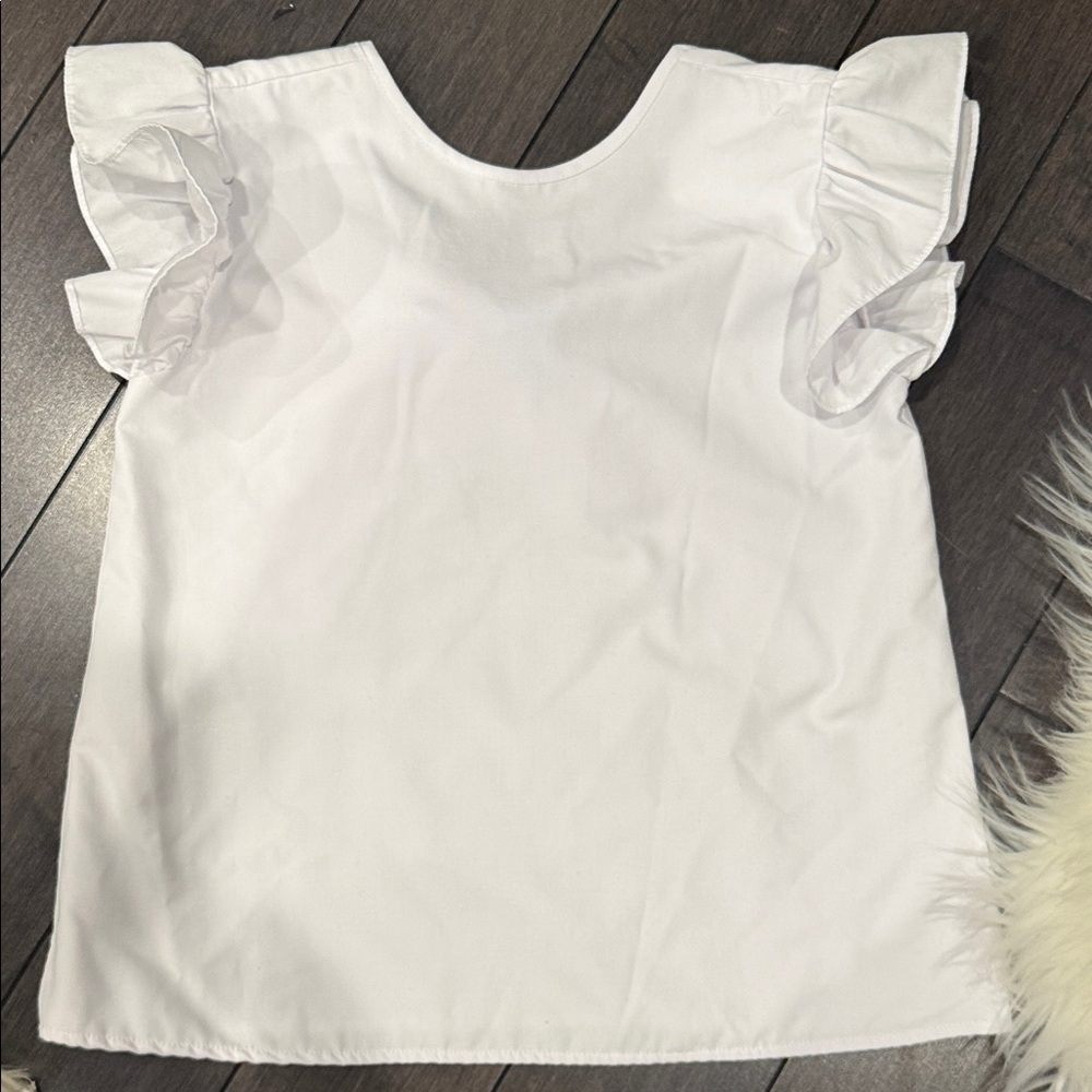 The Beaufort Bonnet Company Girls White Flutter Sleeve Bow Back Blouse - Size 10